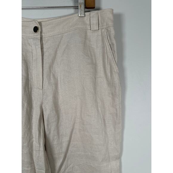 Antonelle Linen Wide Leg Pants Trouser Size FR 44/ US 34 Beige Tan - Picture 2 of 7